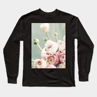 Flowers print, Pink, Pastel, Fashion print, Scandinavian art, Modern art, Wall art, Print, Minimalistic, Modern Long Sleeve T-Shirt